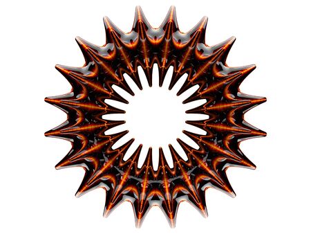 Abstract swirly atomic shape on white background. 3D renderingの写真素材