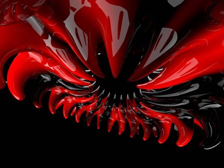 Abstract swirly atomic shape on black background. 3D renderingの写真素材