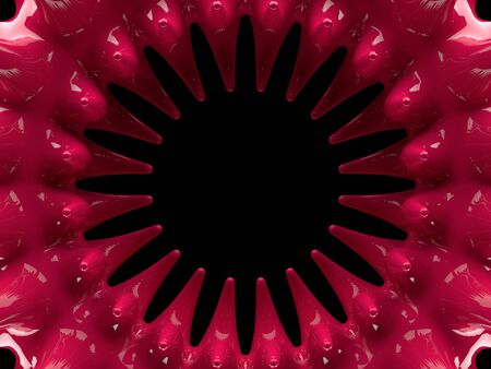 Abstract swirly atomic shape on black background. 3D renderingの写真素材