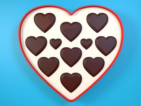 Heart Shaped Box of Valentine Candy. 3D rendering.の写真素材