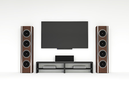 Modern home theater on a white background. 3D renderingの写真素材