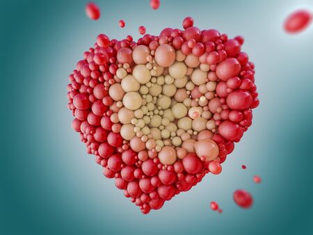 Abstract figure of balloons in the form of heart. 3D renderingの写真素材