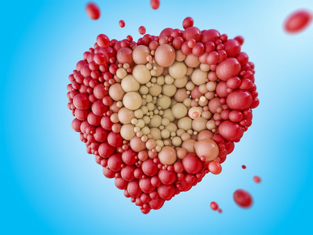 Abstract figure of balloons in the form of heart. 3D renderingの写真素材