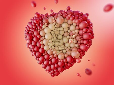 Abstract figure of balloons in the form of heart. 3D renderingの写真素材