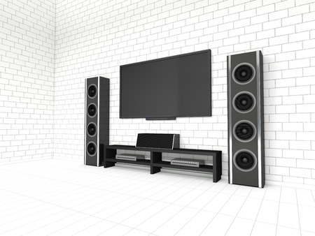 Modern home theater on a white background. 3D renderingの写真素材