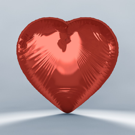 Heart Shaped Red Balloon. Romantic concept. 3D rendering.の写真素材