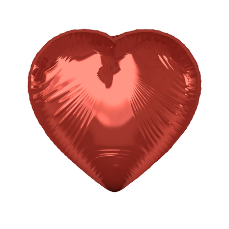 Heart Shaped Red Balloon. Romantic concept. 3D rendering.の写真素材
