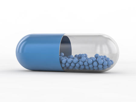 Capsule with drug on white background. 3D renderingの写真素材