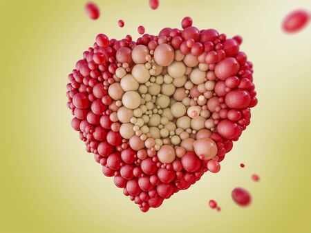Abstract figure of balloons in the form of heart. 3D renderingの写真素材
