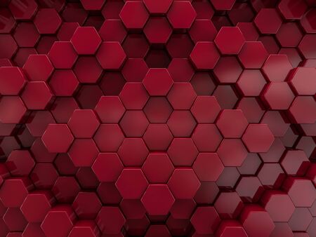Hexagon abstract red background. 3D renderingの写真素材