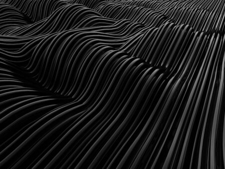 Abstract swirly shape dark background. 3D renderingの写真素材