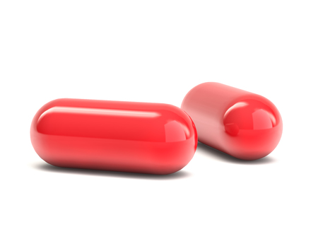 Pills capsules isolated on white background. 3D renderingの写真素材