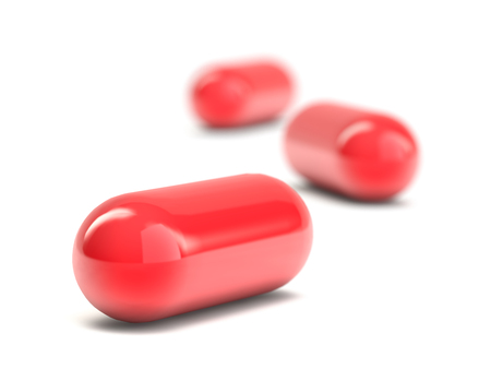 Pills capsules isolated on white background. 3D renderingの写真素材