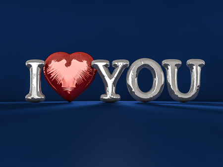 Message Love You. Romantic concept. 3D rendering.の写真素材