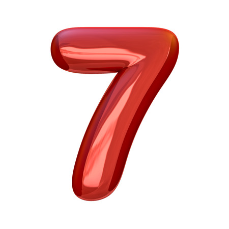 Red numbers made of inflatable balloons isolated on transparent background. 3D rendering