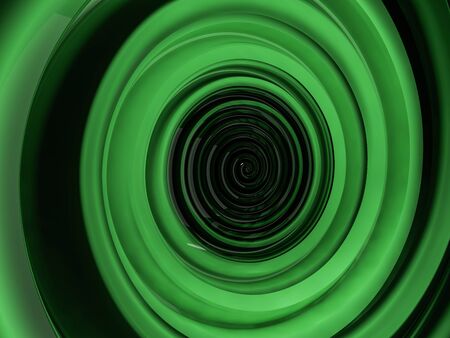 Abstract swirly green shape on black background. 3D renderingの写真素材