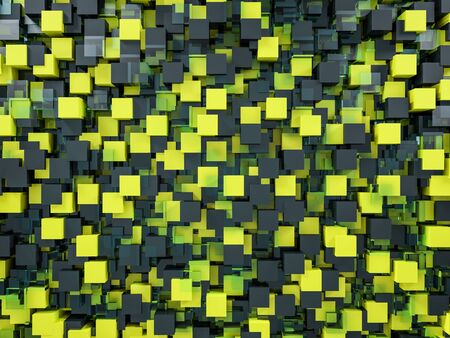 Abstract cubes background with glass. 3D renderingの写真素材