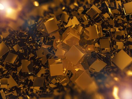 Abstract square gold background. 3D renderingの写真素材
