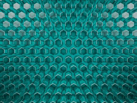 Hexagon abstract glass background. 3D renderingの写真素材