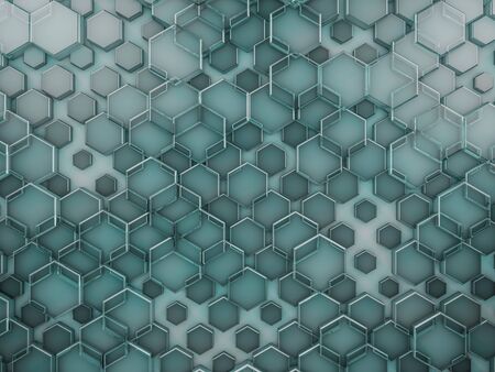 Hexagon abstract glass background. 3D rendering