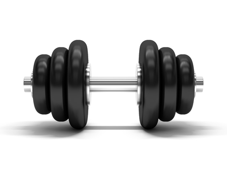 Dumbbell over white background. 3D renderingの写真素材