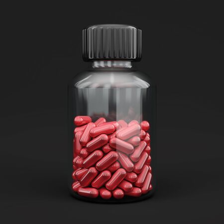 Isolated medicine bottles with drug. 3D renderingの写真素材