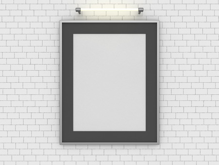 Blank poster in room with wall. Mock up, 3D Renderingの写真素材