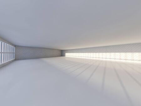 Sunny big open area with windows. 3D rendering.の写真素材