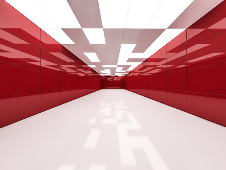 Simple empty room interior with lamps. 3D renderingの写真素材