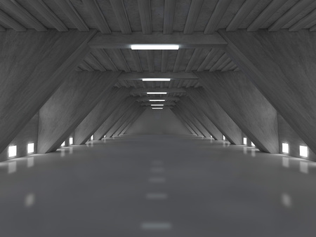 Dark empty room interior with lamps. 3D renderingの写真素材