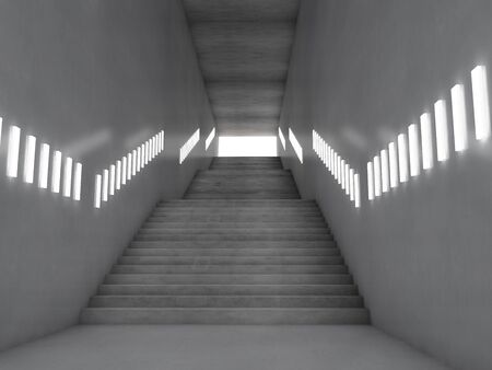 Architectural concept with stairs. 3D renderingの写真素材