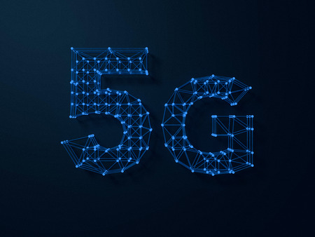 5G symbol on dark digital background. 3D renderingの写真素材