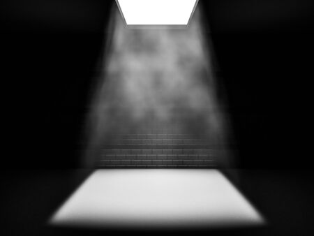 Dark concrete empty room interior. 3D renderingの写真素材