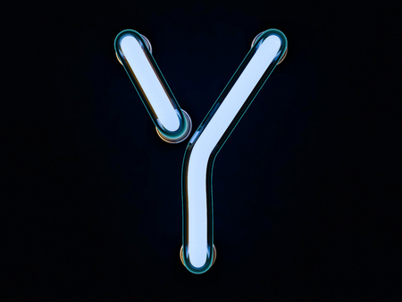Neon tube letter on black background. 3D renderingの写真素材
