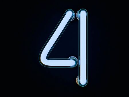 Neon tube number on dark background. 3D rendering