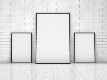 Mockup poster frame Image, simple scene. 3D renderingの写真素材