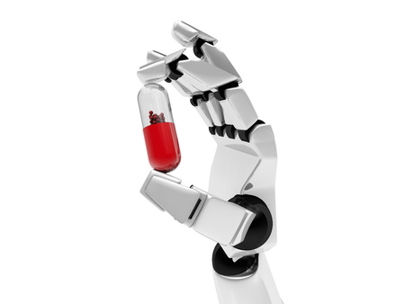 Concept of a robotic mechanical arm with drug. 3D renderingの写真素材