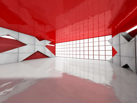 Abstract modern architecture background, empty open space interior. 3D renderingの写真素材