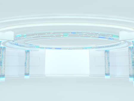 Abstract modern architecture background, empty open space interior. 3D renderingの写真素材