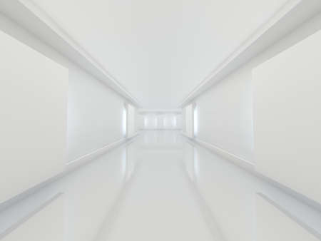 Abstract modern architecture background, empty open space interior. 3D renderingの写真素材