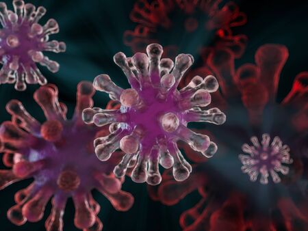 The virus in the body in the macro scale on background. 3D renderingの写真素材