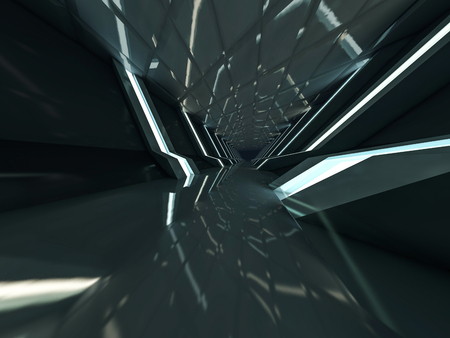 Abstract modern architecture background, empty open space interior. 3D renderingの写真素材