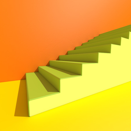 Wall with stairs background, minimalistic style for base image for posters. 3D renderingの写真素材