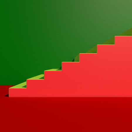 Wall with stairs background, minimalistic style for base image for posters. 3D renderingの写真素材