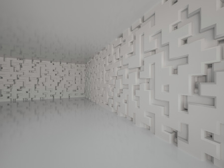 Abstract modern architecture background, empty open space interior. 3D renderingの写真素材