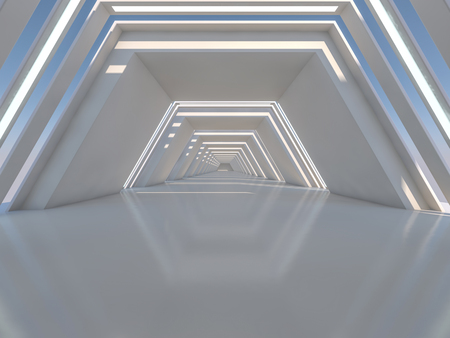 Abstract modern architecture background, empty open space interior. 3D renderingの写真素材
