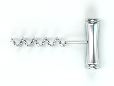 Corkscrew isolated on white background. 3D renderingの写真素材
