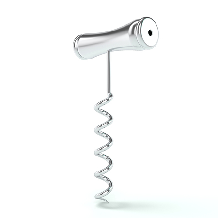 Corkscrew isolated on white background. 3D renderingの写真素材