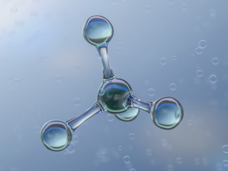 Illustration of molecule model. Science, medical background with molecules and atoms. 3D renderingの写真素材
