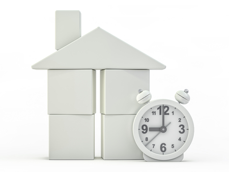 Toy plastic house model on white. 3D renderingの写真素材